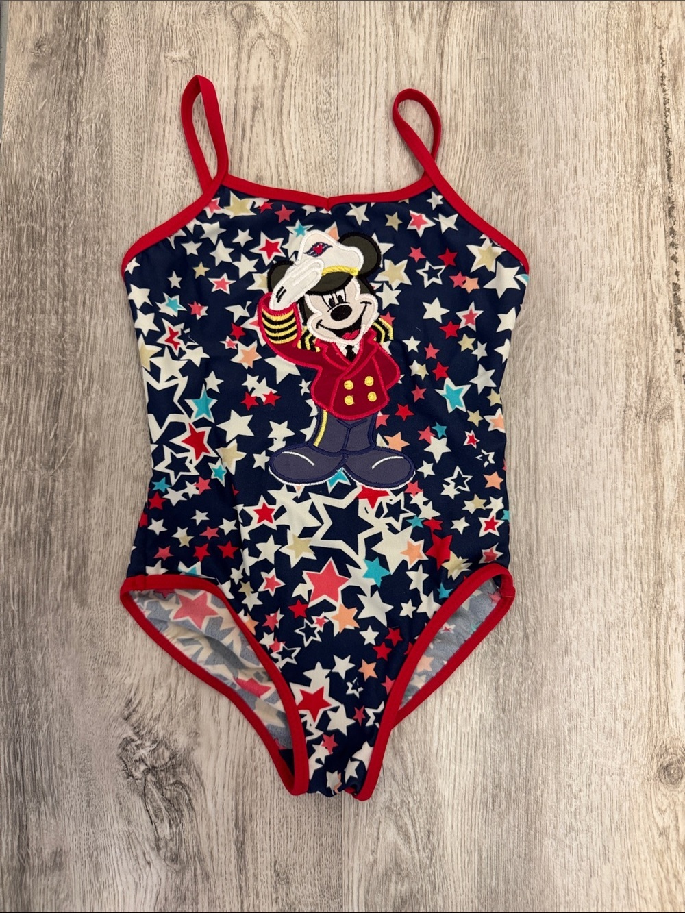 Disney Cruise Captain Mickey Mouse Navy and Red Star One-Piece Swimsuit